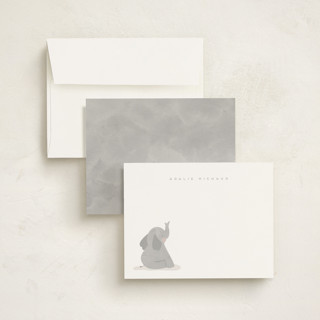 This is a elephant kids thank you cards notes with standard by Angela Garrick called blushing elephant printing on signature in standard