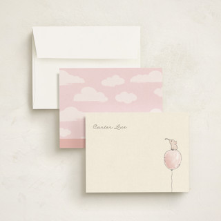 This is a blush kids thank you cards notes with standard by chocomocacino called francesce printing on signature in standard