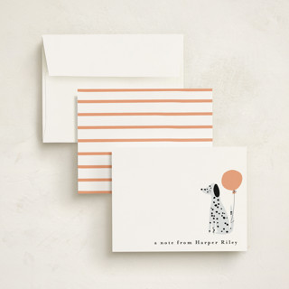 This is a tangerine kids thank you cards notes with standard by Angela Thompson called paw-some pup printing on signature in standard