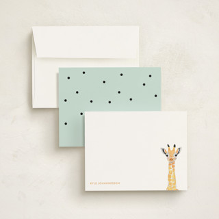 This is a tangerine kids thank you cards notes with standard by Cass Loh called baby animal giraffe printing on signature in standard