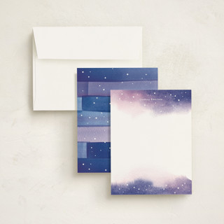 This is a midnight kids thank you cards notes with standard by Shannon Chen of Four Wet Feet Studio called starry night printing on signature in standard