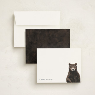 This is a denim kids thank you cards notes with standard by Cass Loh called baby animal bear printing on signature in standard