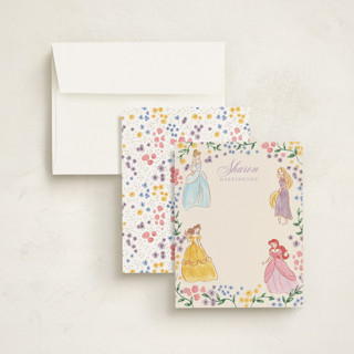This is a buttercream kids thank you cards notes with standard by Cass Loh called disney princess garden party printing on signature in standard