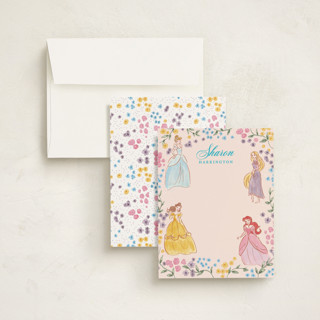 This is a coral kids thank you cards notes with standard by Cass Loh called disney princess garden party printing on signature in standard