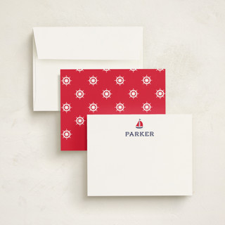 This is a chili pepper kids thank you cards notes with standard by Lauren Chism called seafarer printing on signature in standard