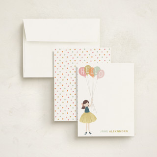 This is a buttercream kids thank you cards notes with standard by peetie design called a sweet hello printing on signature in standard