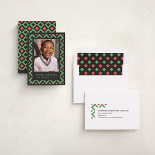 This is a unity kwanzaa cards with standard by letterfix called geometric frame printing on recycled smooth signature in standard