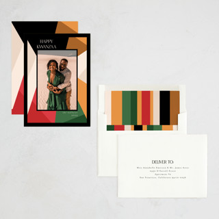 This is a noir kwanzaa cards with standard by Morgan Kendall called kaleidoscope printing on recycled smooth signature in standard