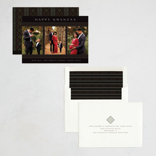 This is a obsidian kwanzaa cards with standard by Kamala Nahas called kwanzaa three printing on recycled smooth signature in standard