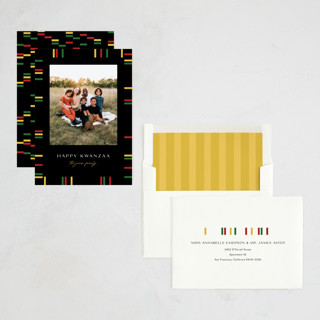 This is a onyx kwanzaa cards with standard by Pixel and Hank called kwanzaa boarder printing on recycled smooth signature in standard