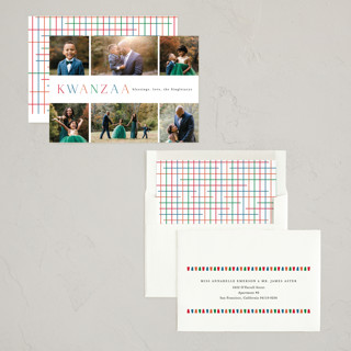 This is a ice kwanzaa cards with standard by Mansi Verma called the grid printing on recycled smooth signature in standard