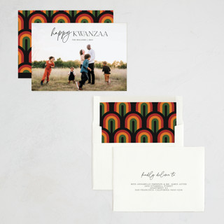 This is a charcoal kwanzaa cards with standard by Elan Studio called modern happy kwanzaa printing on recycled smooth signature in standard