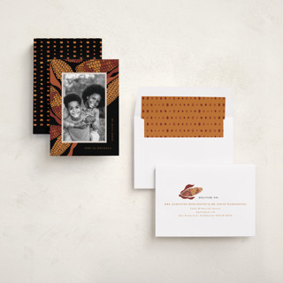 This is a pepper kwanzaa cards with standard by Corinne Malesic called kwanzaa corn printing on recycled smooth signature in standard