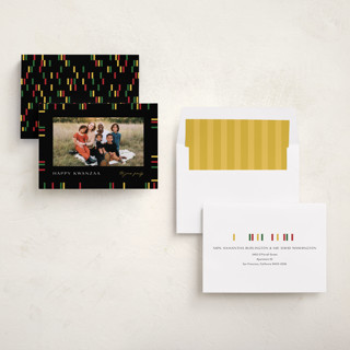 This is a onyx kwanzaa cards with standard by Pixel and Hank called kwanzaa boarder printing on recycled smooth signature in standard