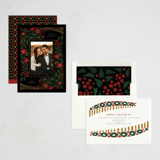 This is a rose kwanzaa cards with standard by Grae called festive flora printing on recycled smooth signature in standard