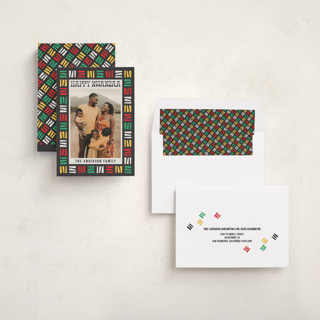 This is a licorice kwanzaa cards with standard by Maria A called colorful border kwanzaa printing on recycled smooth signature in standard