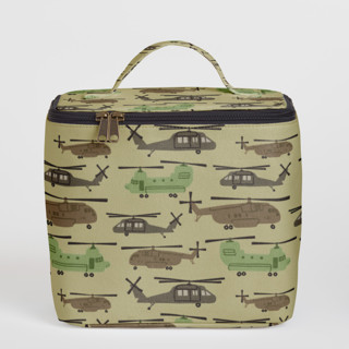 This is a tan lunch bags by Rebecca Smith called chopters in lower case