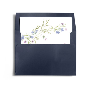 This is a wisteria wedding envelopes with standard by Everett Paper Goods called sweeping meadow printing on signature in liner
