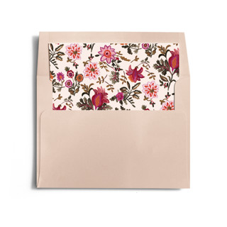 This is a ivory wedding envelopes with standard by Caroline Bonne Muller called indian floral chintz lush printing on signature in liner