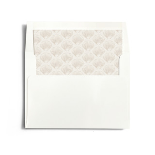 This is a sand wedding envelopes with standard by Hannah Bowman called simple seashell printing on signature in liner