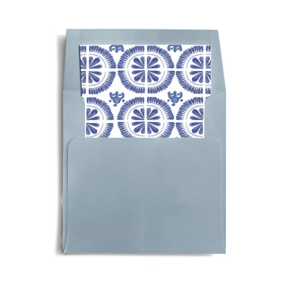 This is a azure wedding envelopes with standard by Lagniappe Paper called talavera printing on signature in liner
