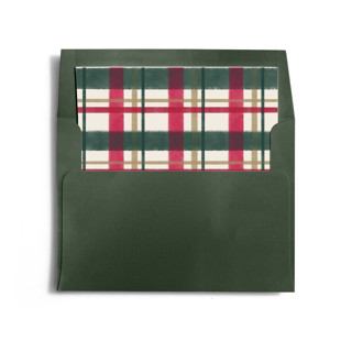 This is a holly wedding envelopes with standard by Kacey Kendrick Wagner called deconstructed plaid printing on signature in liner