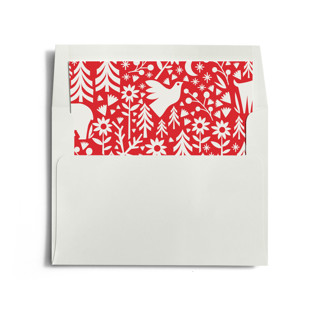 This is a crimson wedding envelopes with standard by Karidy Walker called woodland folk art printing on signature in liner