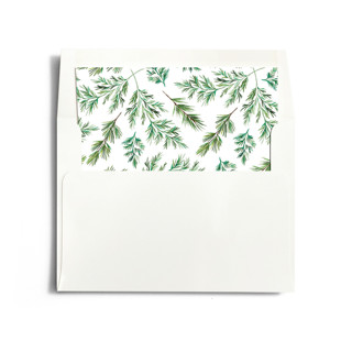 This is a lime wedding envelopes with standard by Alethea and Ruth called scrapbook pines printing on signature in liner