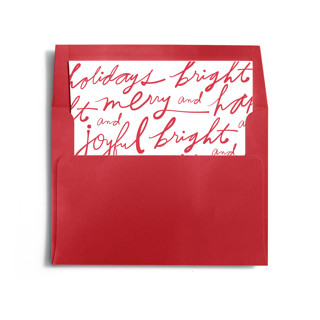 This is a holly wedding envelopes with standard by Ampersand Design Studio called exaggerated merry and bright printing on signature in liner