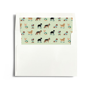 This is a sage wedding envelopes with standard by tara berg called holiday dogs printing on signature in liner