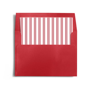 This is a cherry wedding envelopes with standard by Minted called petite plume antique red ticking printing on signature in liner