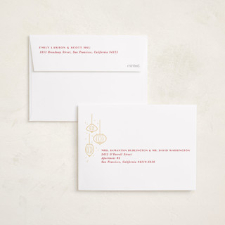 This is a scarlet chinese new year cards with standard by Creo Study called festive lanterns printing on recycled smooth signature in petite