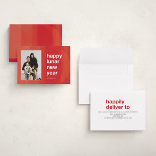 This is a rogue chinese new year cards with standard by Jennifer Lew called abstract crescent printing on recycled smooth signature in petite
