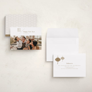 This is a bamboo chinese new year cards with standard by Cass Loh called slash printing on recycled smooth signature in petite