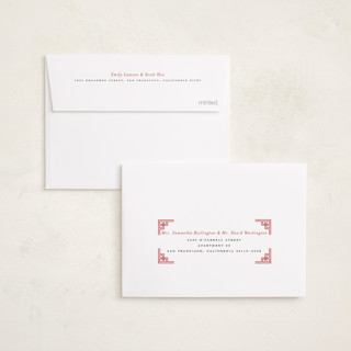 This is a crimson chinese new year cards with standard by Sejal Banker called gilded corners printing on recycled smooth signature in petite