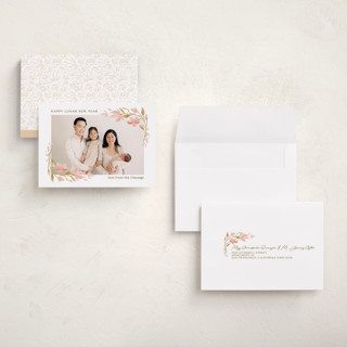 This is a blossom chinese new year cards with standard by curiouszhi called spring magnolia frame printing on recycled smooth signature in petite