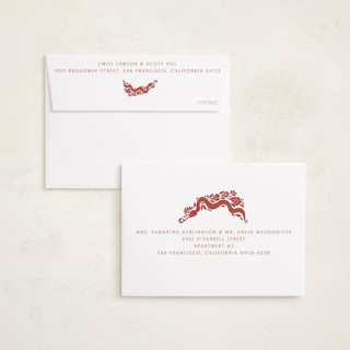 This is a crimson chinese new year cards with standard by Katharine Watson called papercut snakes printing on recycled smooth signature in petite