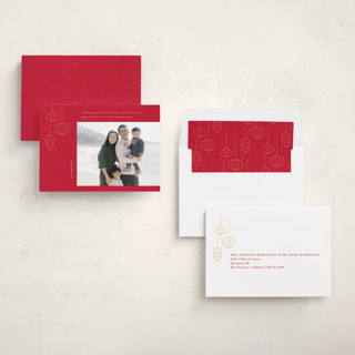 This is a scarlet chinese new year cards with standard by Creo Study called festive lanterns printing on recycled smooth signature in standard
