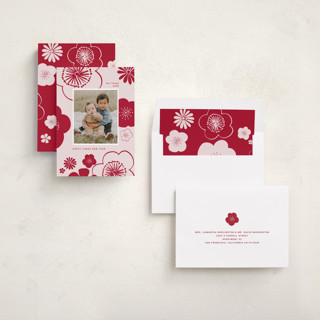 This is a blossom chinese new year cards with standard by Sumak Studio called lunar flowers printing on recycled smooth signature in standard