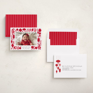 This is a cherry chinese new year cards with standard by Penny Eversole called lanterns and dragons printing on recycled smooth signature in standard