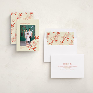 This is a rice paper chinese new year cards with standard by Morgan Kendall called chinese peony printing on recycled smooth signature in standard