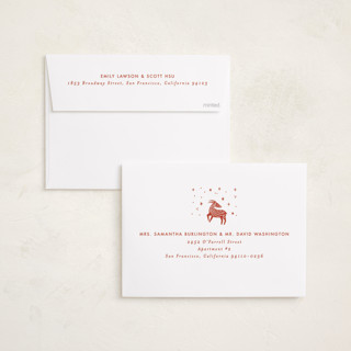 This is a peppermint chinese new year cards with standard by Bethan called lunar goat printing on recycled smooth signature in standard