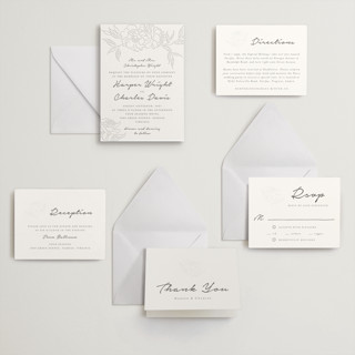 This is a soft black | blind deboss letterpress wedding invitations with letterpress by Qing Ji called my dearest printing on somerset500 in standard