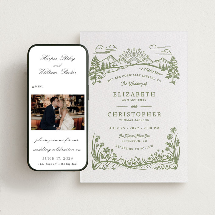 On The Horizon Letterpress Wedding Invitations by Paper Sun Studio