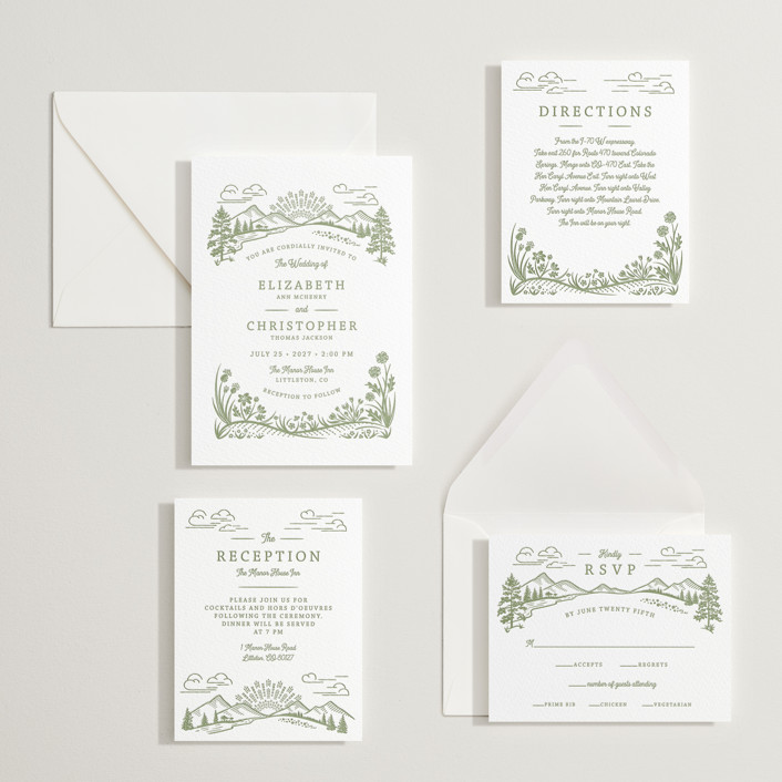 On The Horizon Letterpress Wedding Invitations by Paper Sun Studio