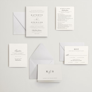 This is a soft black letterpress wedding invitations with letterpress by Olivia Raufman called classic composition printing on somerset500 in standard
