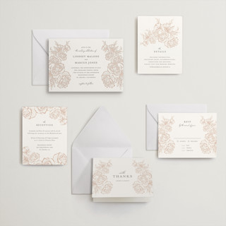 This is a latte | gravel letterpress wedding invitations with letterpress by Jennifer Postorino called in bloom printing on somerset500 in standard