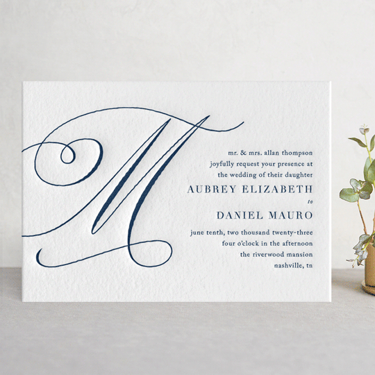 MODERN MONOGRAM Letterpress Wedding Invitations by Jennifer Postorino