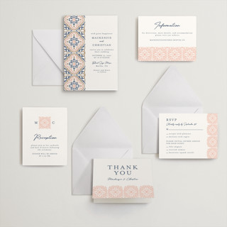 This is a matte gold | aegean | nude letterpress wedding invitations with letterpress by Juliana Zimmermann called tiles printing on somerset500 in standard