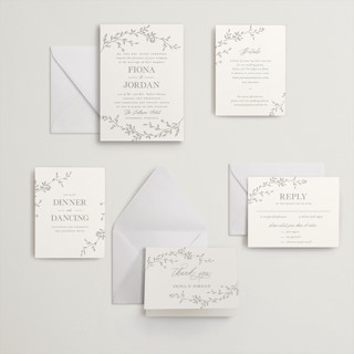 This is a ash letterpress wedding invitations with letterpress by Vera Lim called jasmine printing on somerset500 in standard